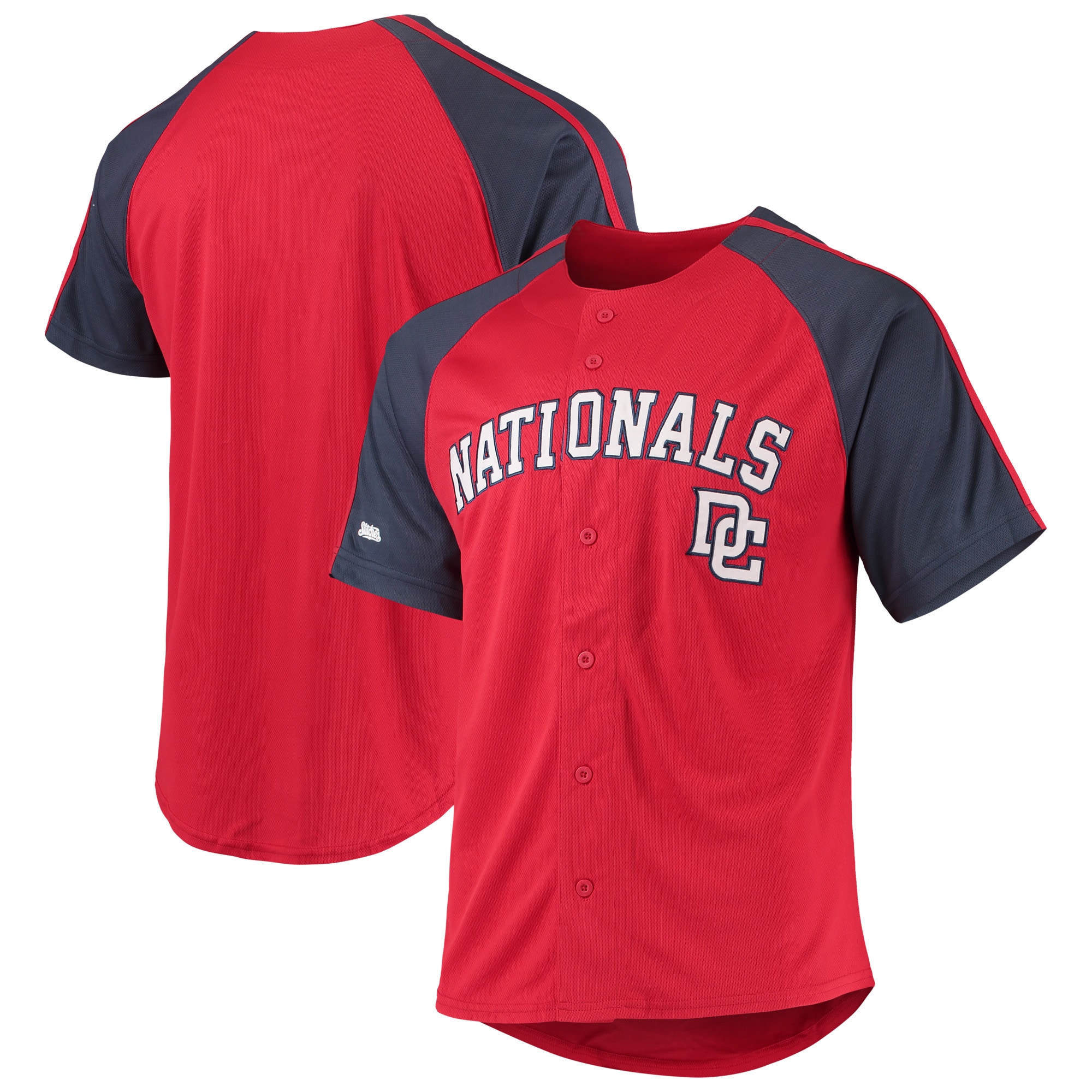 Alternative view of Washington Nationals Stitches Button-down Raglan Replica Jersey - Red