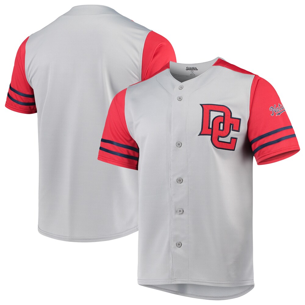 Washington Nationals Stitches Button-up Baseball Jersey - Gray/red