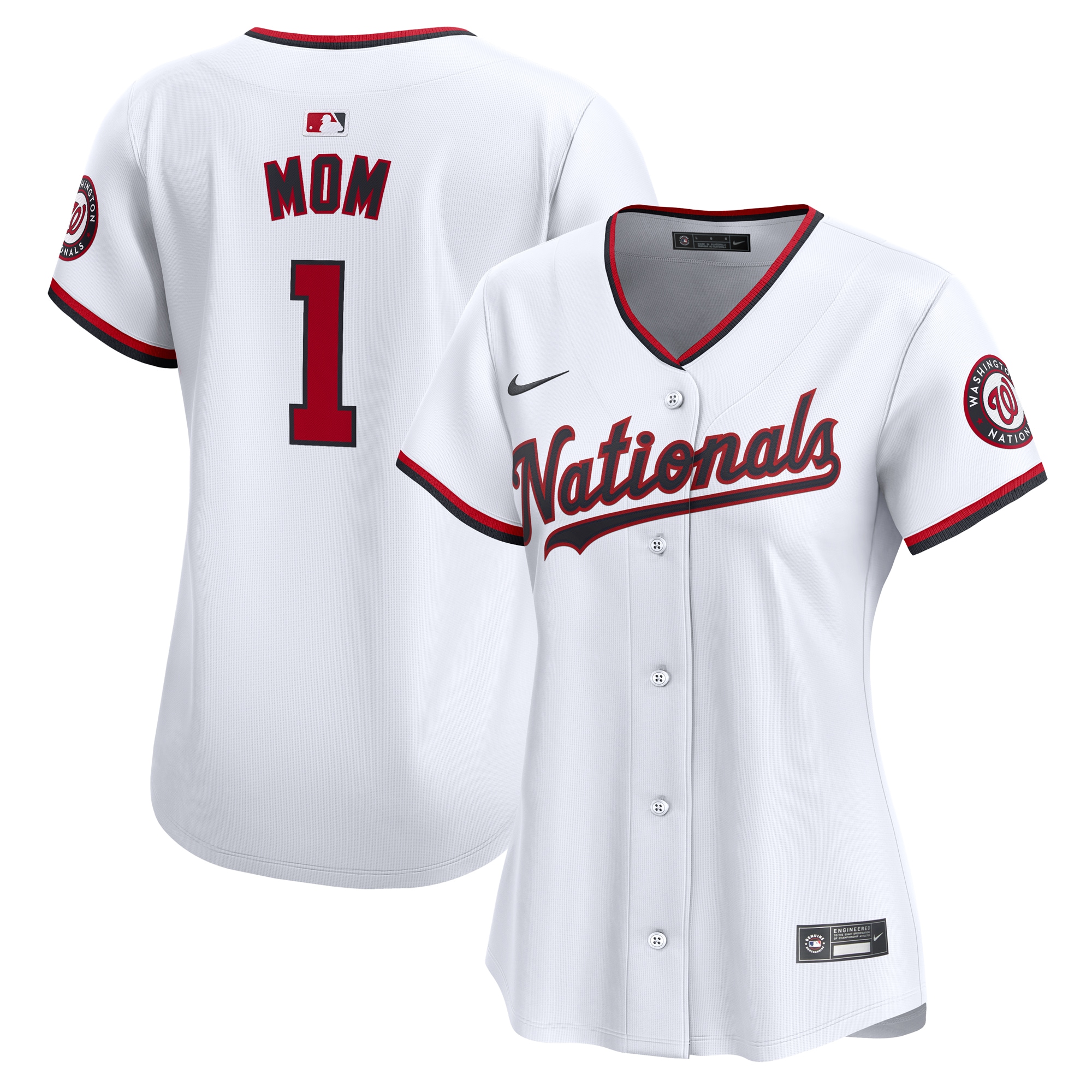 Washington Nationals Women's #1 Mom Home Limited Baseball Jersey - White