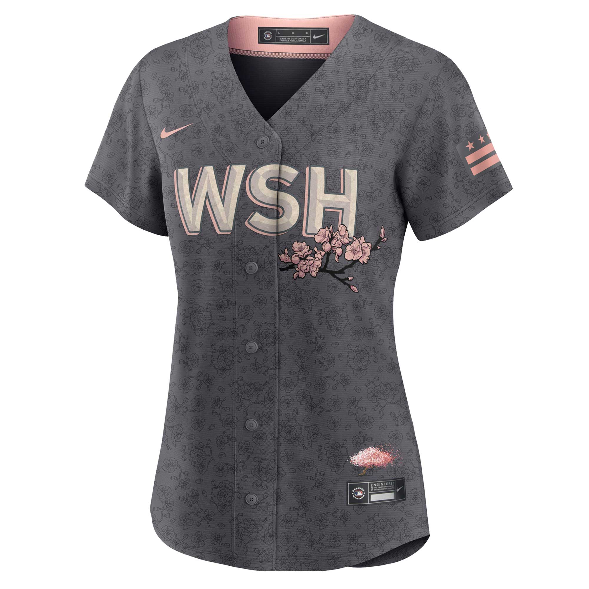 Alternative view of Washington Nationals Women's City Connect Replica Team Baseball Jersey - Gray