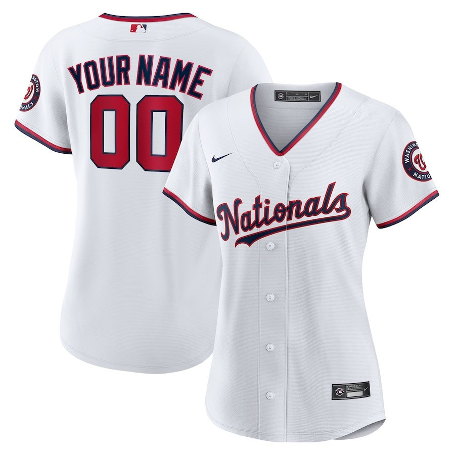 Washington Nationals Women's Custom Baseball Jersey - White - JS981 