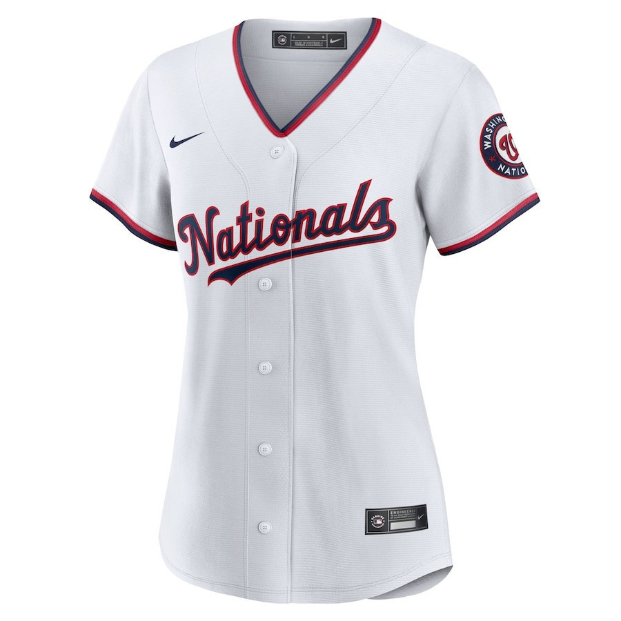 Alternative view of Washington Nationals Women's Home Blank Baseball Jersey - White - JS511 