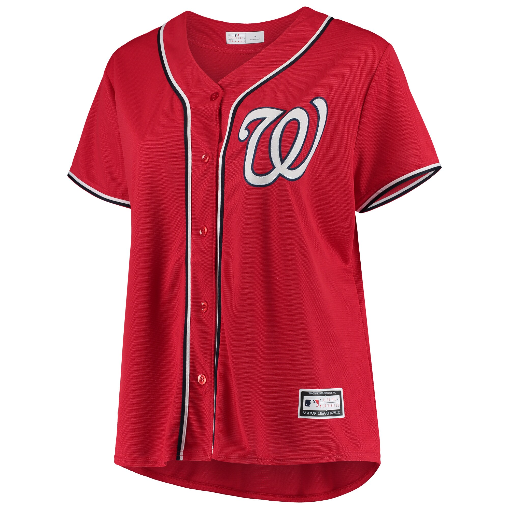 Alternative view of Washington Nationals Women’s Plus Size Alternate Replica Team Baseball Jersey – Red