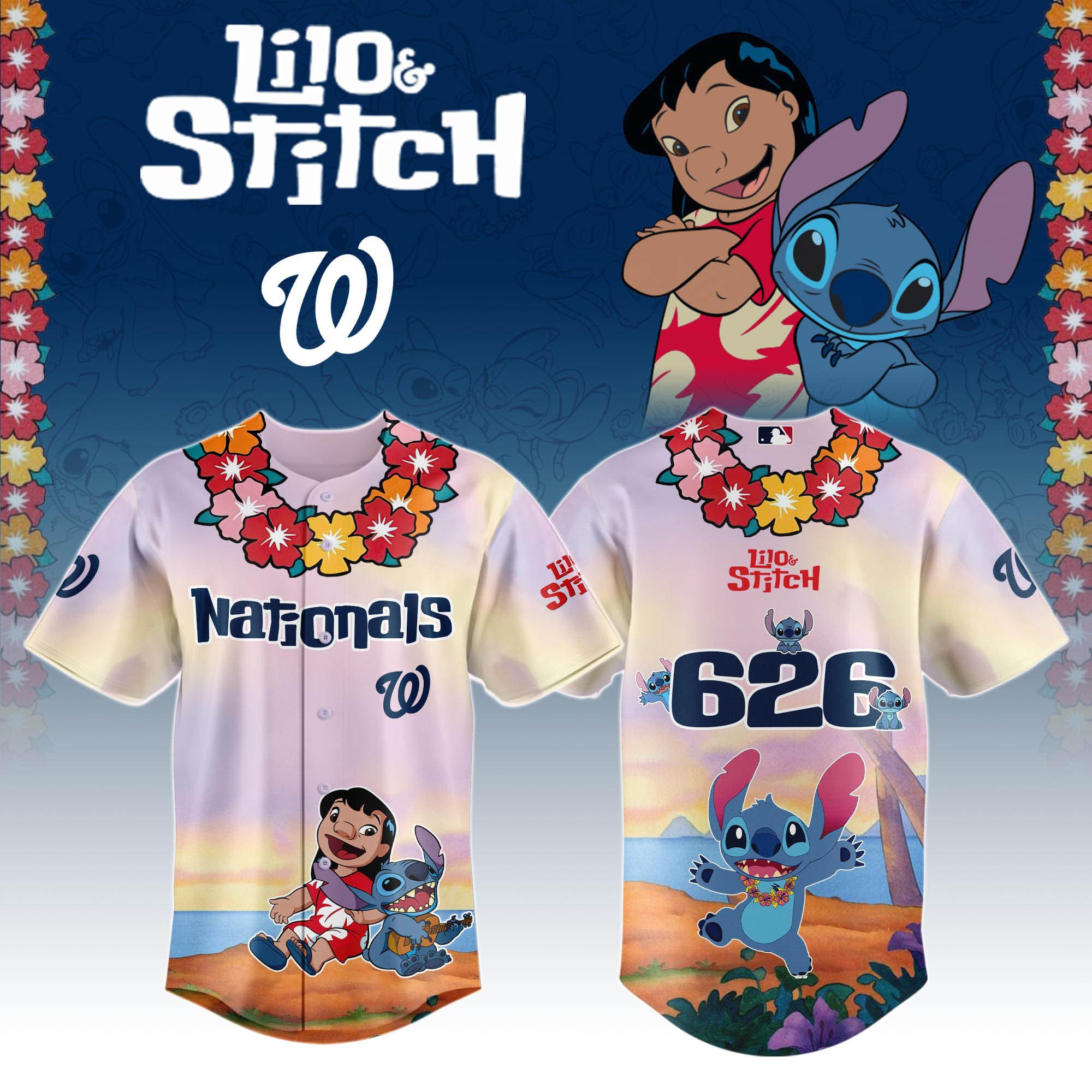 Washington Nationals X Lilo & Stitch Special Edition Custom Baseball Jersey 2025