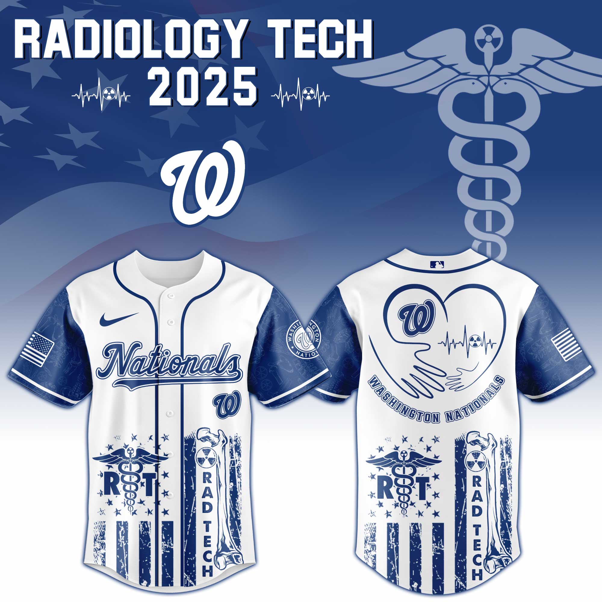 Washington Nationals X Radiology Tech Night Exclusive Design Custom Baseball Jersey