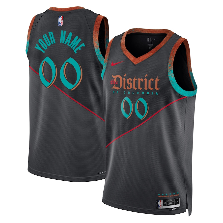 Washington Wizards 2023/24 City Edition Swingman Custom Basketball Jersey - Black - JS434