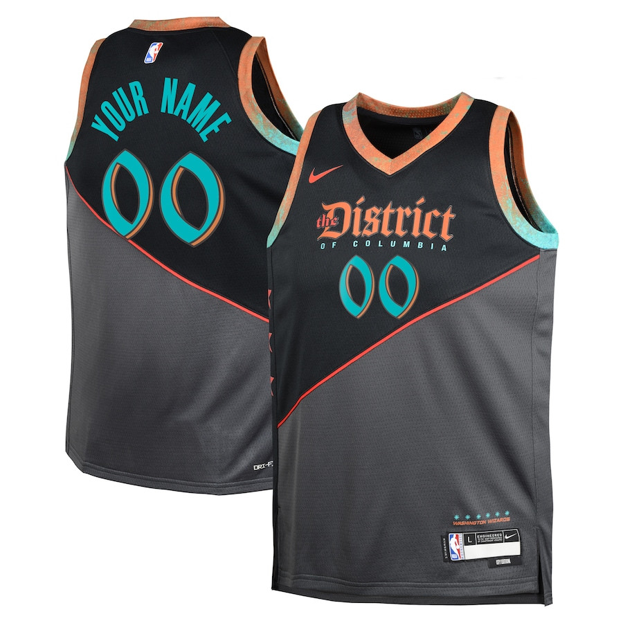 Washington Wizards 2023/24 City Edition Swingman Custom YOUTH Jersey - Black - JS443