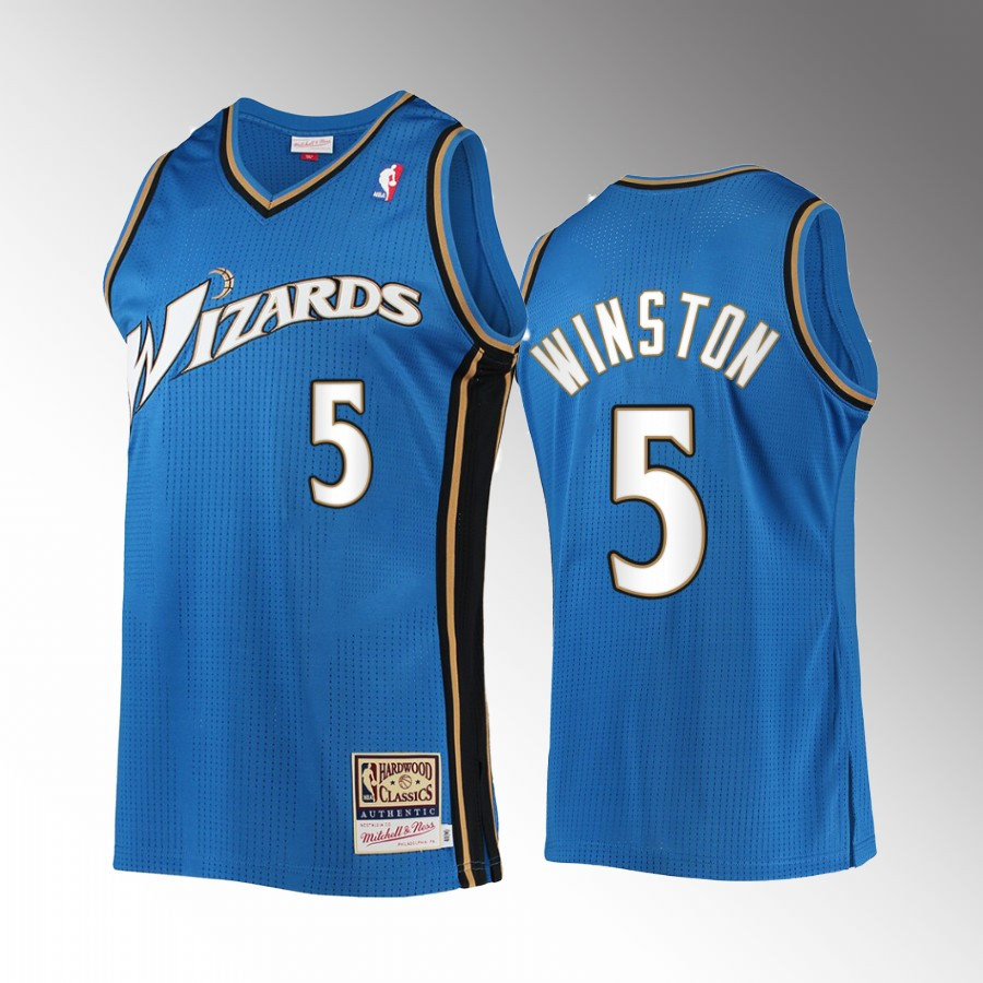 Washington Wizards Cassius Winston 5 Blue Hardwood Classics Men Jersey - JS402