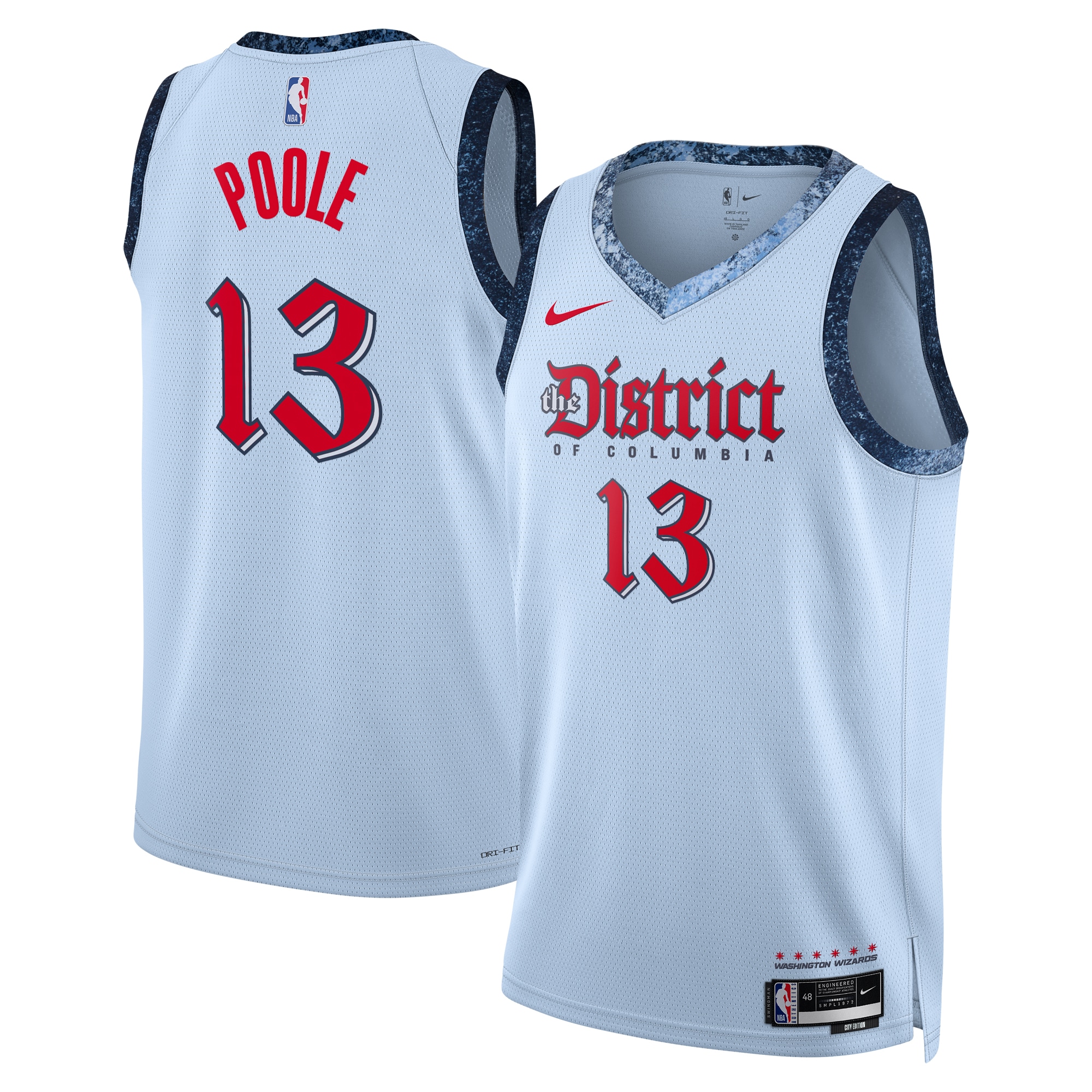 Washington Wizards City Edition Swingman Basketball Jersey 2024 - Blue - Jordan Poole - Unisex - JS947