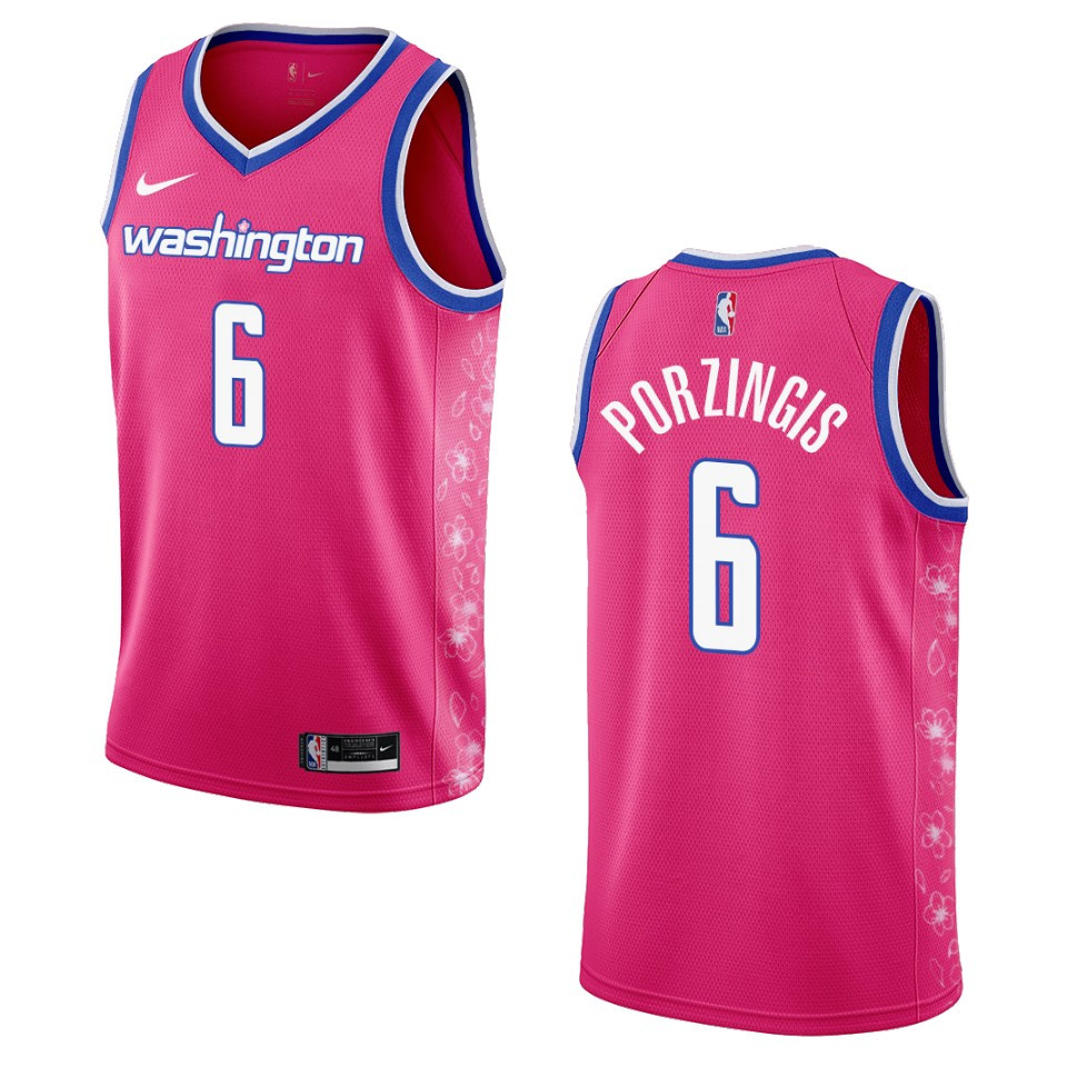 Washington Wizards Kristaps Porzingis 2022-23 City Edition Pink Cherry Blossom Basketball Jersey