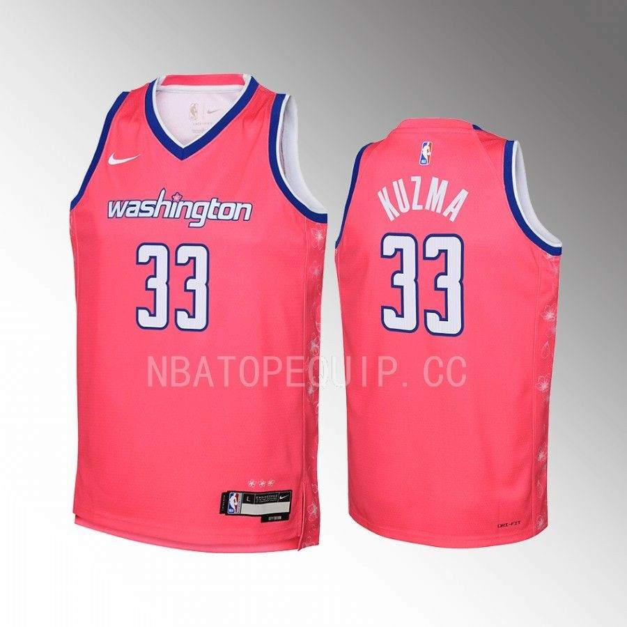 Washington Wizards Kyle Kuzma 33 City Edition Pink Youth Basketball Jersey Swingman - JS914