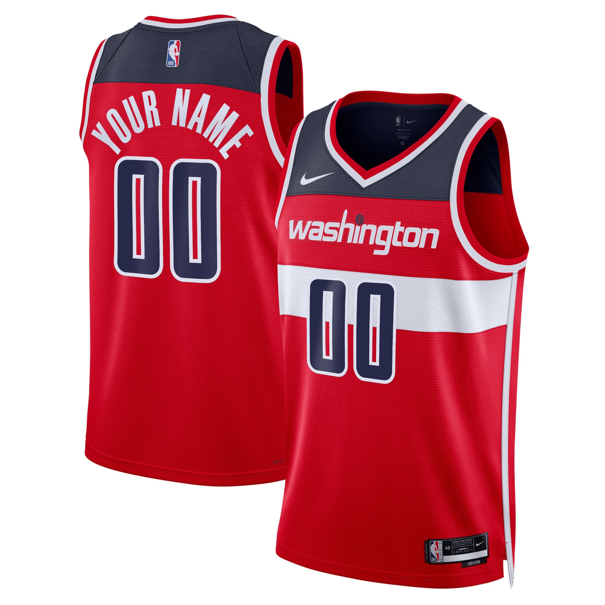 Washington Wizards Unisex Swingman Custom Basketball Jersey Red - Icon Edition
