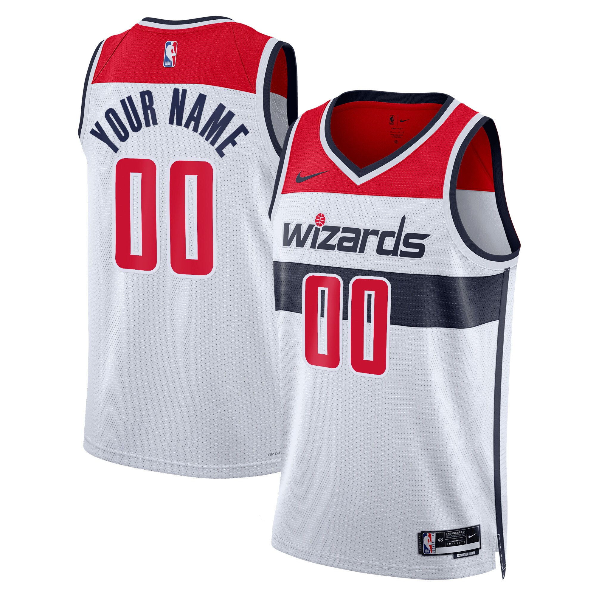 Washington Wizards Unisex Swingman Custom Basketball Jersey White - Association Edition
