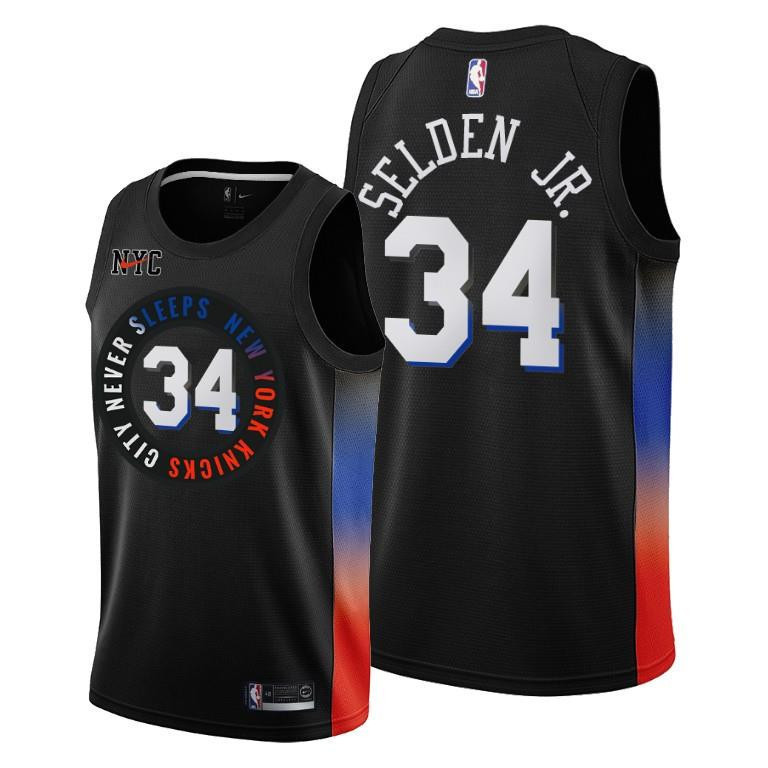 Wayne Selden Jr. New York Knicks Black City Edition Basketball Jersey 34 - Men Basketball Jersey - JS636 