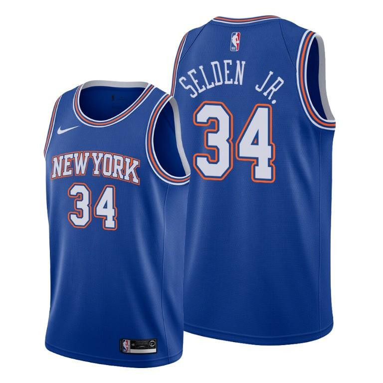 Wayne Selden Jr. New York Knicks Blue Statement Edition Basketball Jersey 34 - Men Basketball Jersey - JS204 