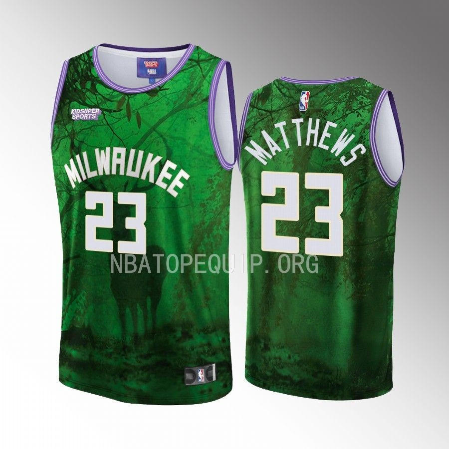 Wesley Matthews 23 Milwaukee Bucks NBA & KidSuper Studios Unisex Hometown Basketball Jersey - JS453 