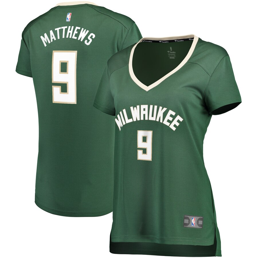 Wesley Matthews Milwaukee Bucks Fanatics Branded Women's Fast Break Replica Player Basketball Jersey - Icon Edition - Hunter Green