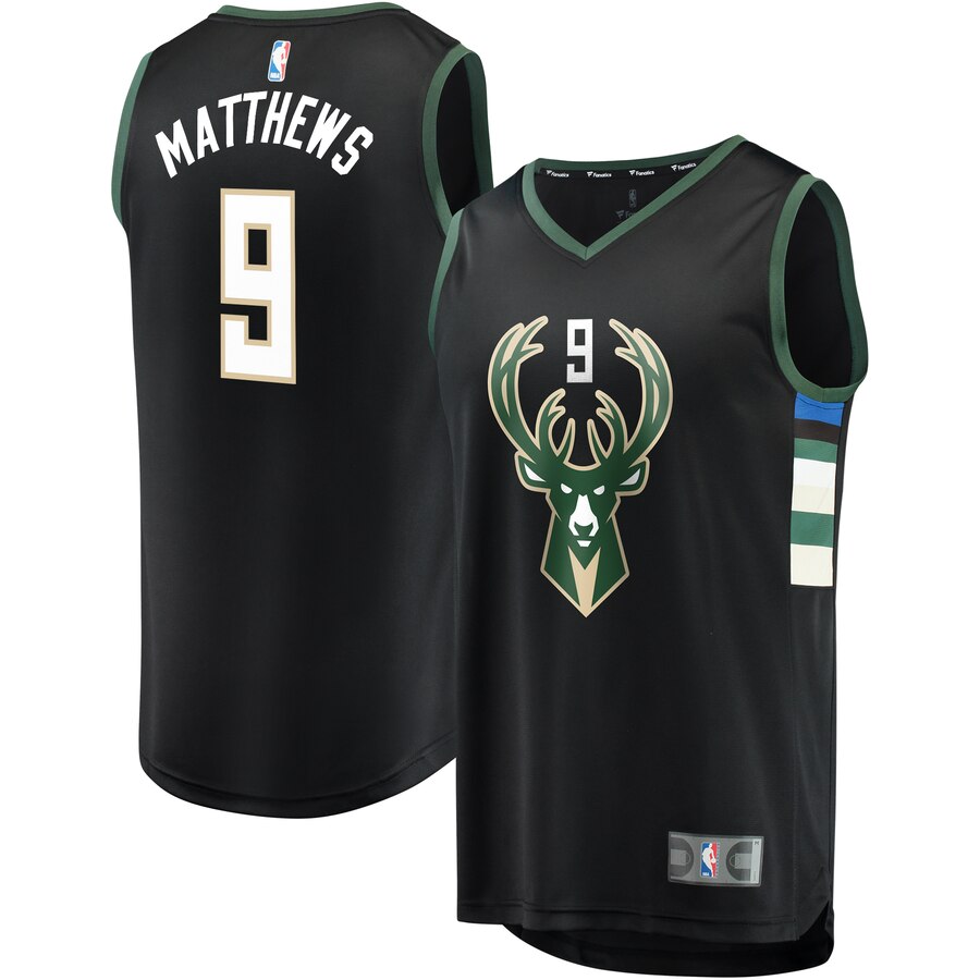 Wesley Matthews Milwaukee Bucks Fanatics Branded Youth Fast Break Replica Basketball Jersey Black - Statement Edition