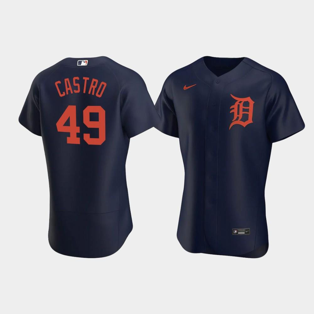 Willi Castro 49 Detroit Tigers Navy Alternate Baseball Jersey Baseball Jersey
