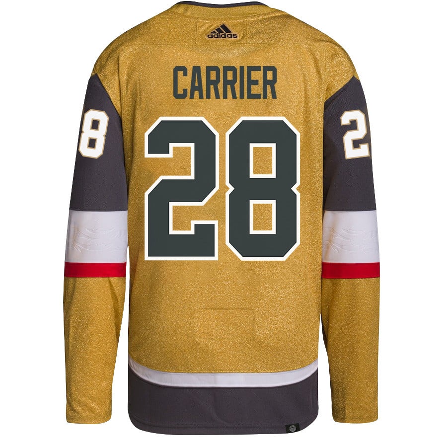 Alternative view of William Carrier 28 Vegas Golden Knights Stanley Cup 2023 Champions Patch Home Breakaway Men Hockey Jersey - Gold - JS834 