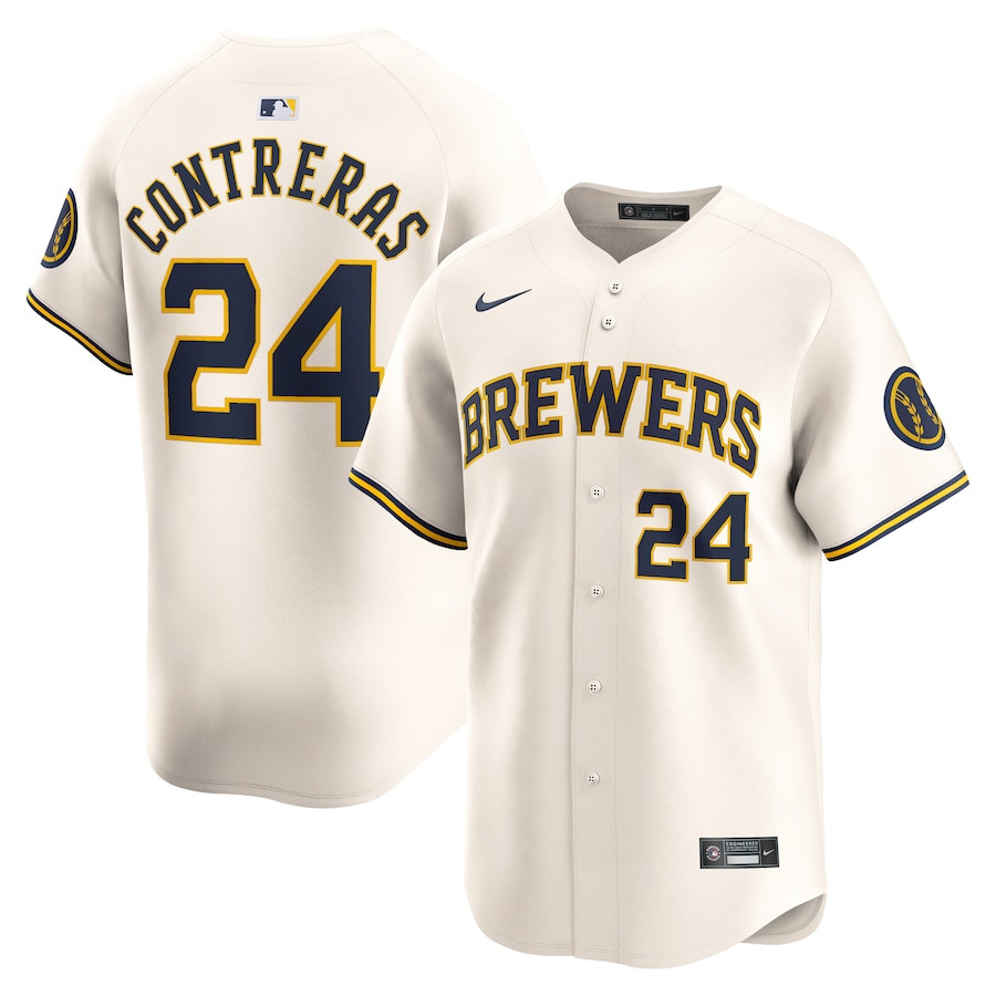 William Contreras 24 Milwaukee Brewers Home Limited Player Men Baseball Jersey - Cream 
