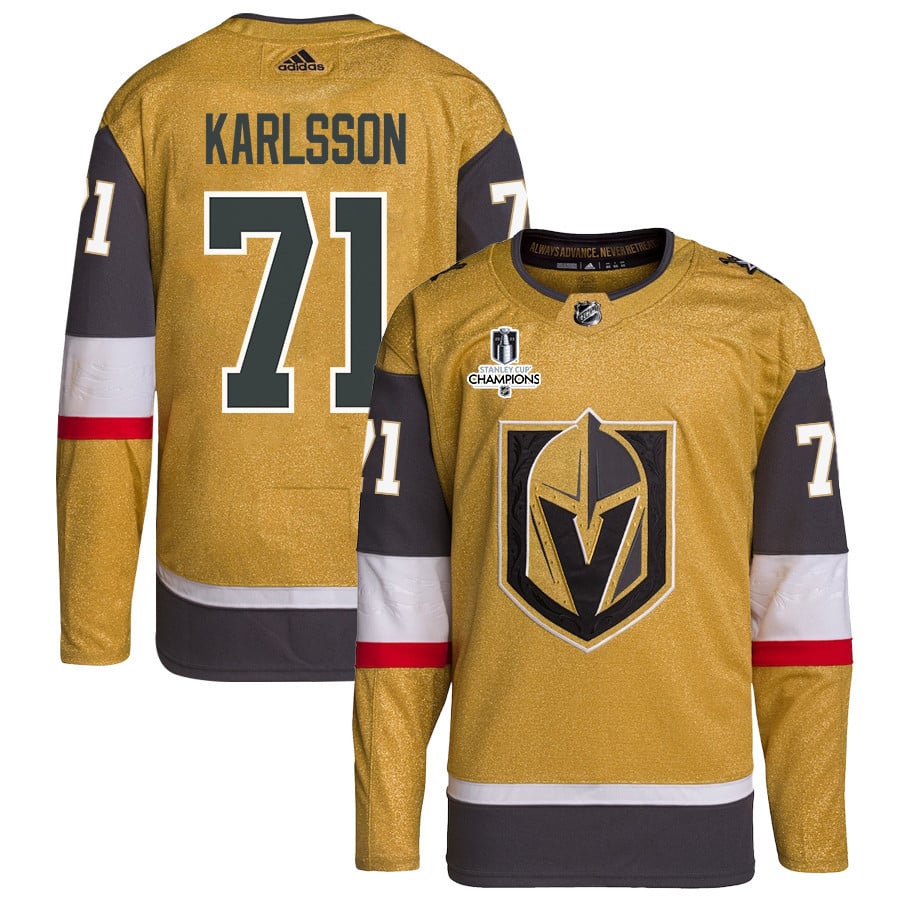 William Karlsson 71 Vegas Golden Knights Stanley Cup 2023 Champions Patch Home Breakaway Men Hockey Jersey - Gold - JS180 