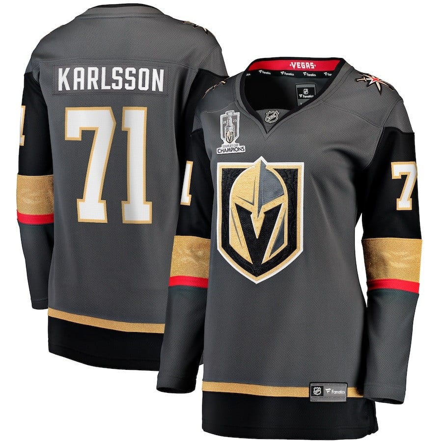 William Karlsson 71 Vegas Golden Knights Women's 2023 Stanley Cup Champions Alternate Breakaway Hockey Jersey - Black - JS240 