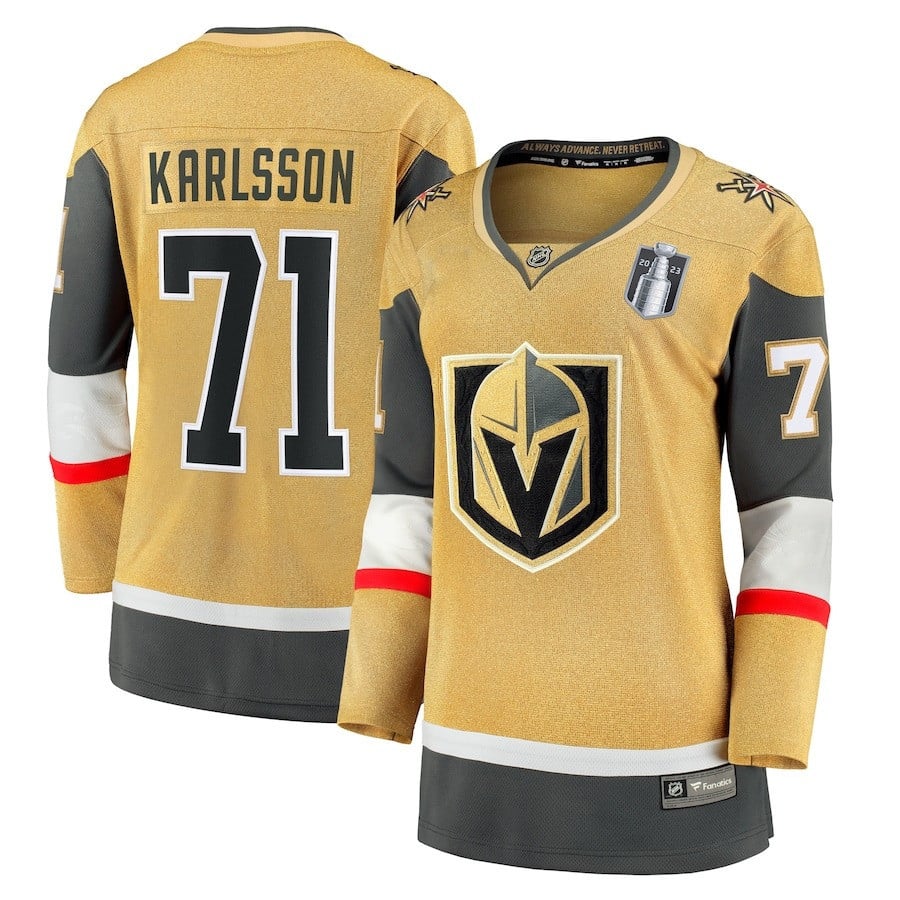 William Karlsson 71 Vegas Golden Knights Women's 2023 Stanley Cup Final Home Breakaway Player Hockey Jersey - Gold - JS866 