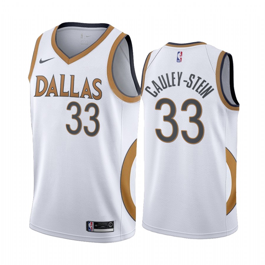 Willie Cauley-stein Dallas Mavericks White City Edition Gold Silver Logo 2020-21 Basketball Jersey