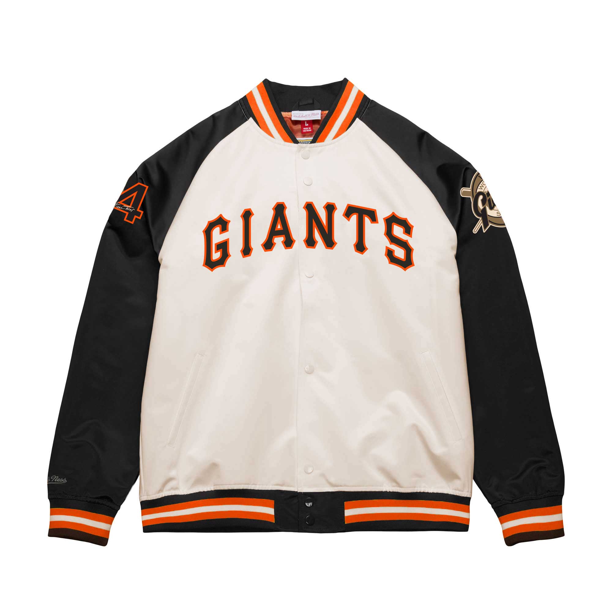 Alternative view of Willie Mays San Francisco Giants Mitchell & Ness Cooperstown Collection Legends Lightweight Satin Raglan Full-snap Jacket - Cream/black
