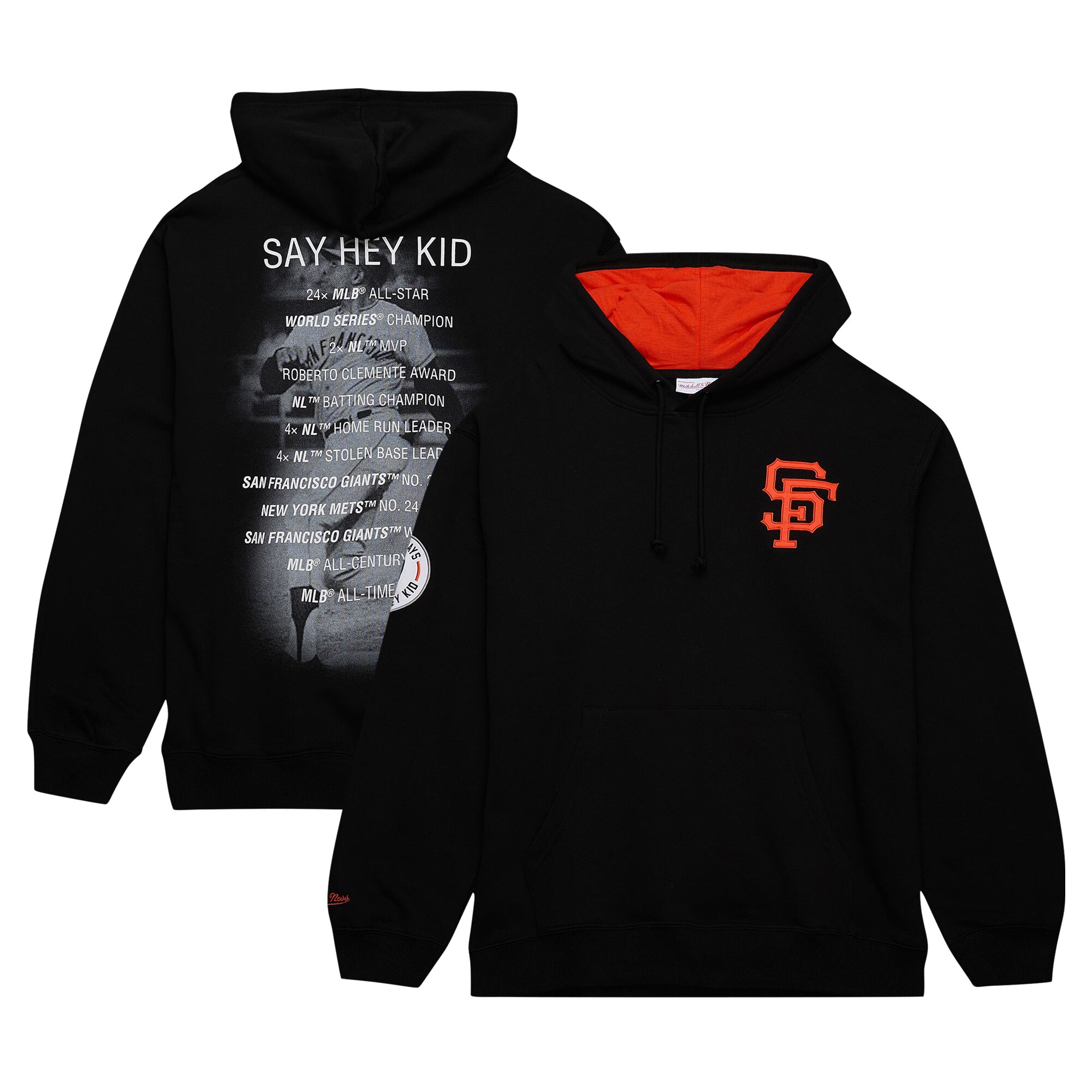 Willie Mays San Francisco Giants Mitchell & Ness Vintage Logo Name & Number Pullover Custom Hoodie - Black