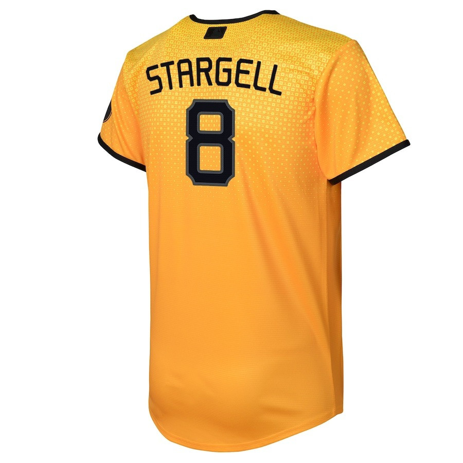Alternative view of Willie Stargell 8 Pittsburgh Pirates 2023 City Connect Youth Baseball Jersey - Gold 