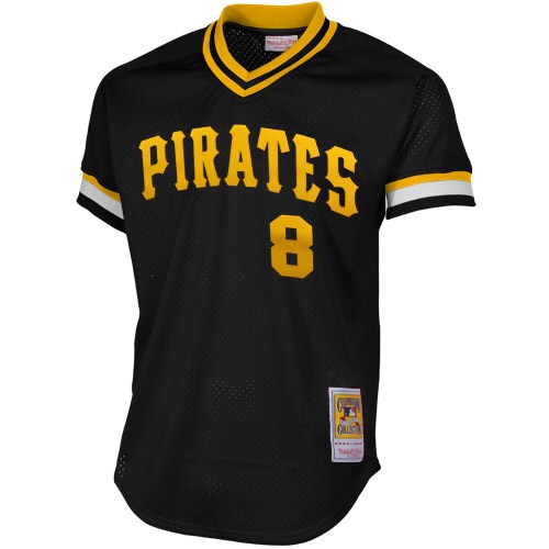 Alternative view of Willie Stargell Pittsburgh Pirates Mitchell & Ness 1982 Authentic Cooperstown Collection Mesh Batting Practice Baseball Jersey - Black
