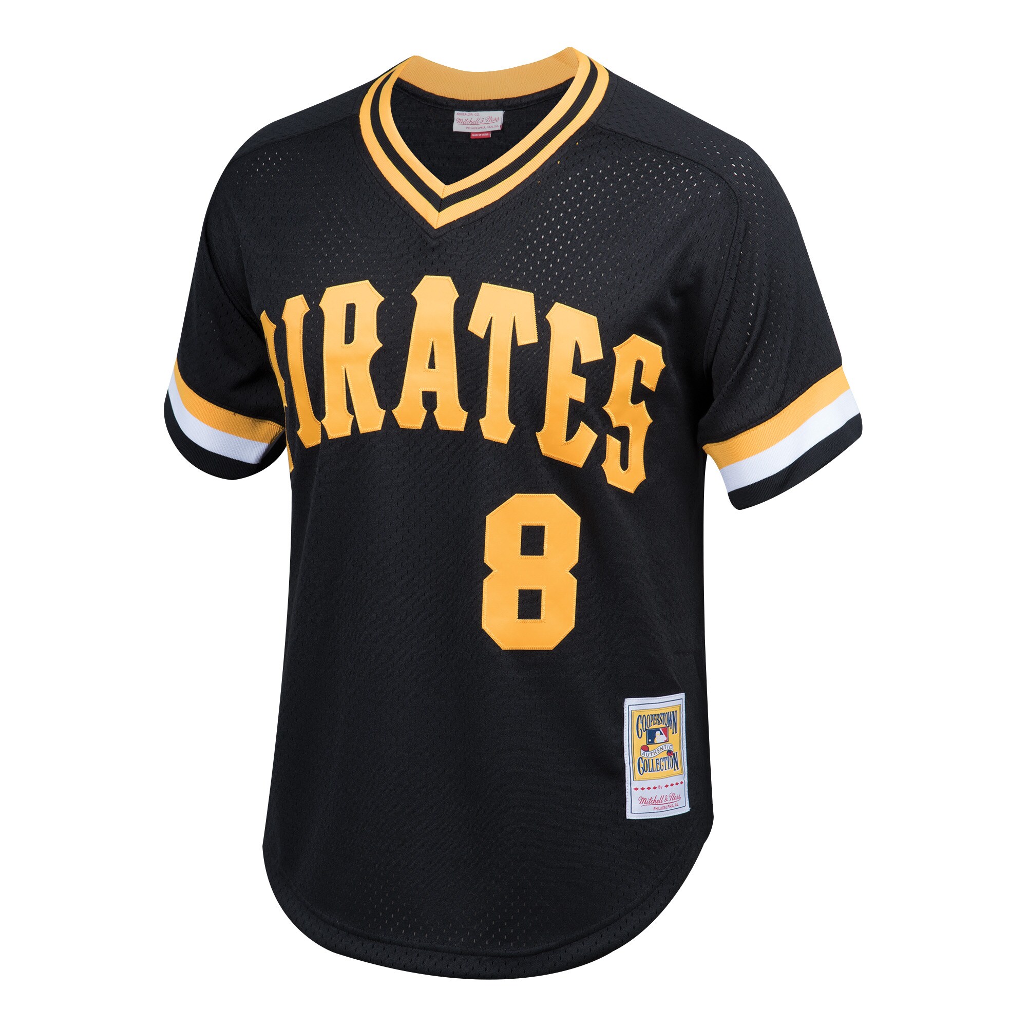 Alternative view of Willie Stargell Pittsburgh Pirates Mitchell & Ness Youth Cooperstown Collection Mesh Batting Practice Baseball Jersey - Black