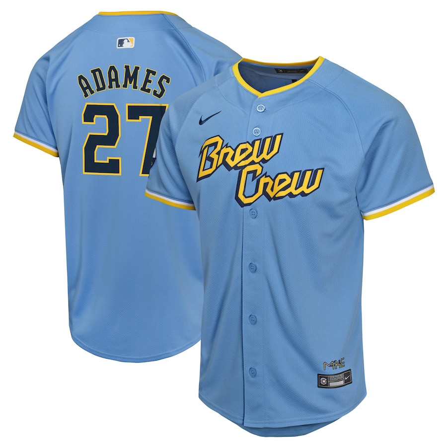 Willy Adames 27 Milwaukee Brewers City Connect Limited YOUTH Baseball Jersey - Powder Blue 