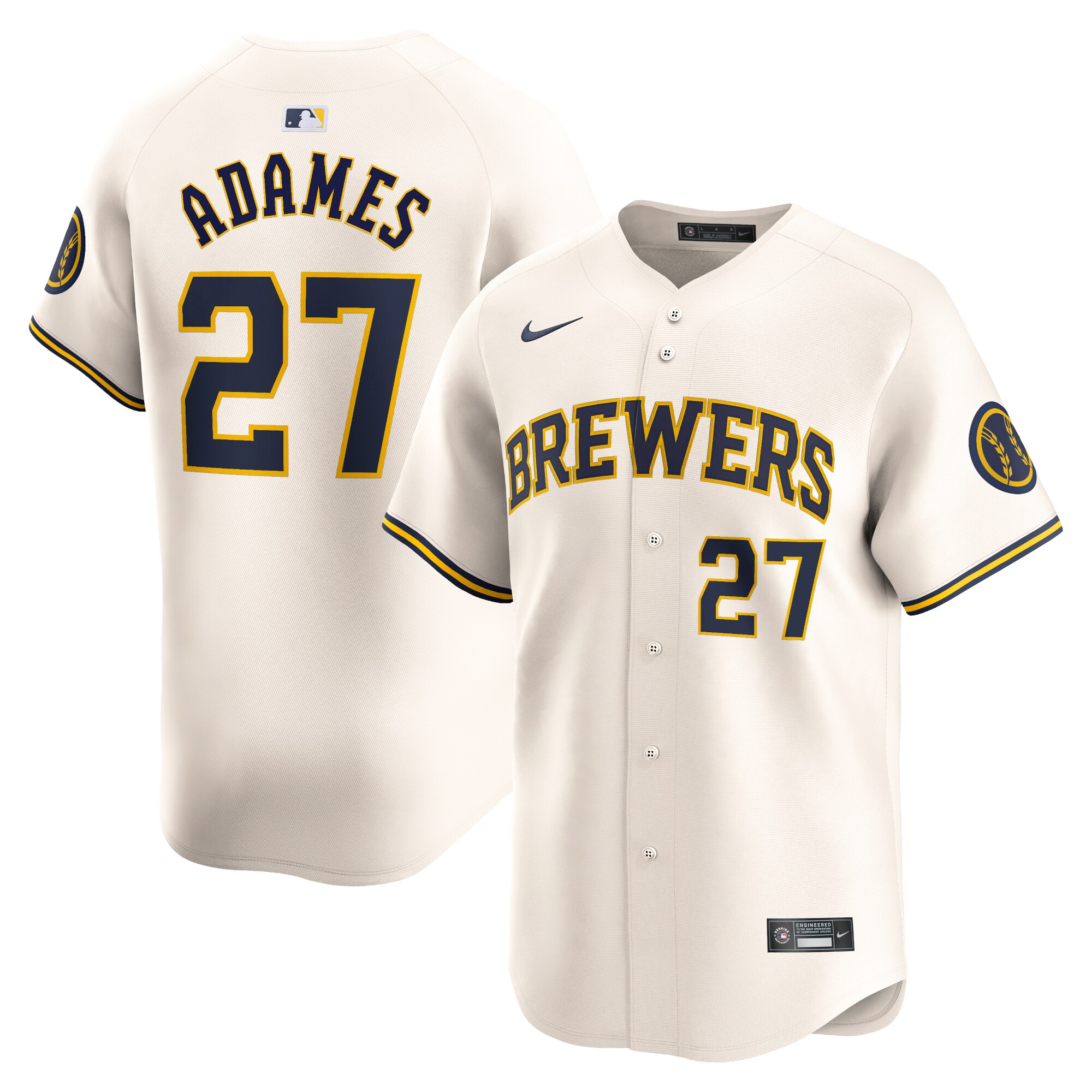 Willy Adames Milwaukee Brewers Home Limited Player Baseball Jersey - Cream