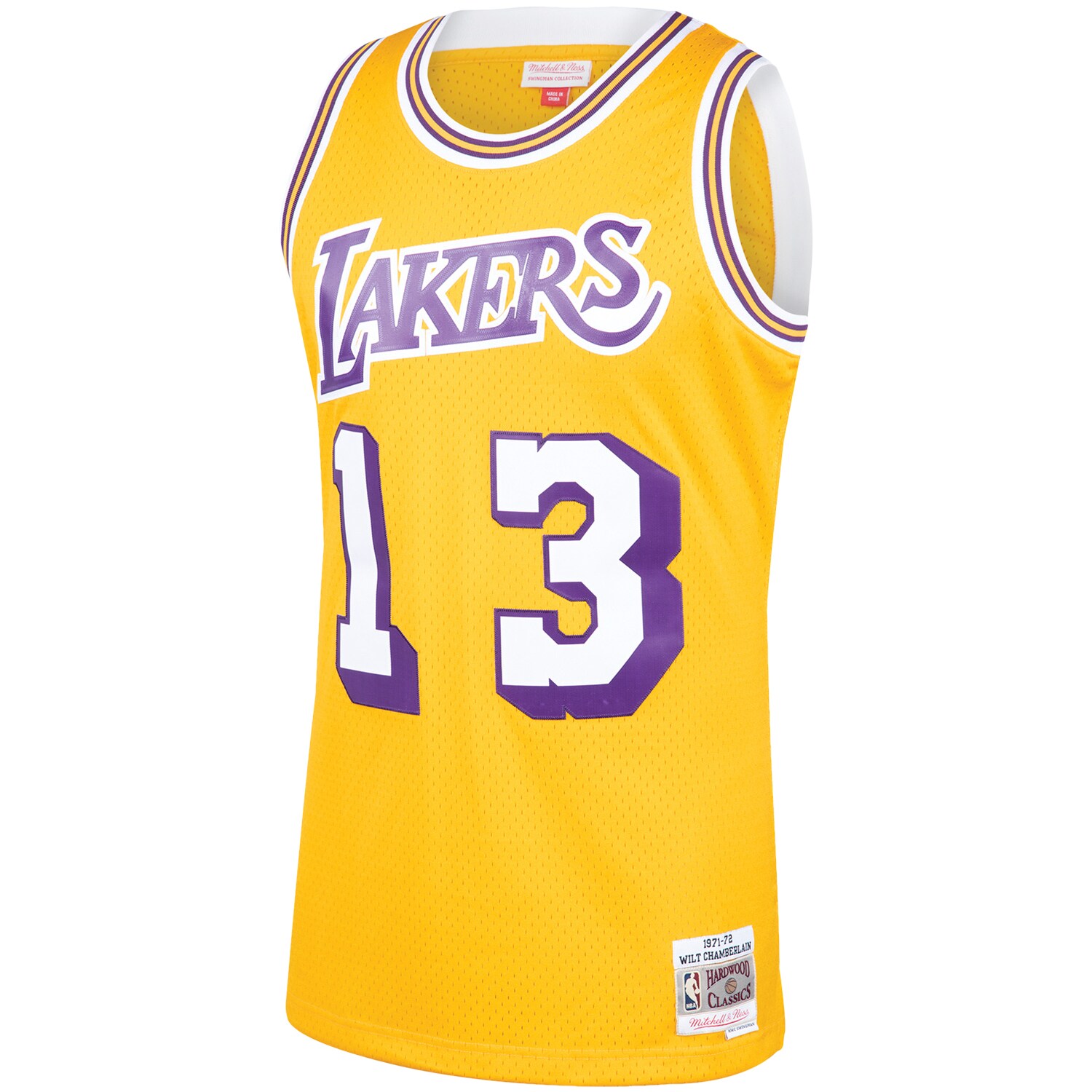 Alternative view of Wilt Chamberlain Los Angeles Lakers Mitchell & Ness 1971/72 Hardwood Classics Swingman Basketball Jersey - Gold