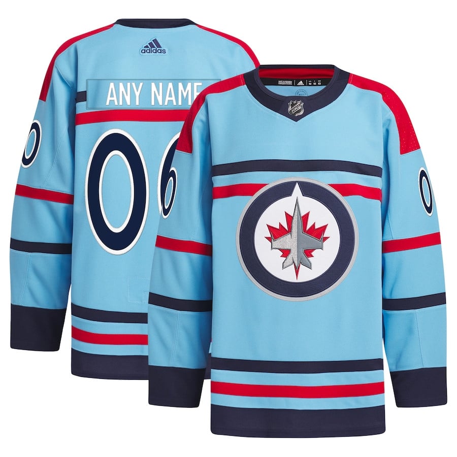 Winnipeg Jets Anniversary Primegreen Custom Men Hockey Jersey - Light Blue - JS524 