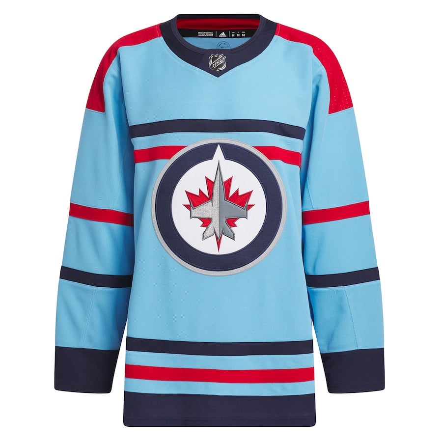 Alternative view of Winnipeg Jets Anniversary Primegreen Men Hockey Jersey - Light Blue - JS688 