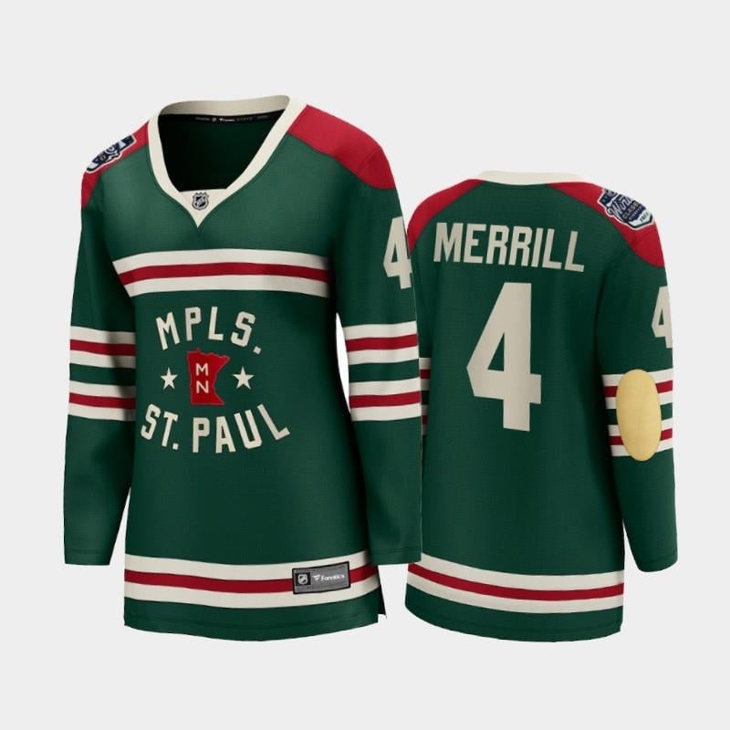 Women Minnesota Wild Jon Merrill 4 2022 Winter Classic State Of Hockey Jersey Green Jersey - JS744 