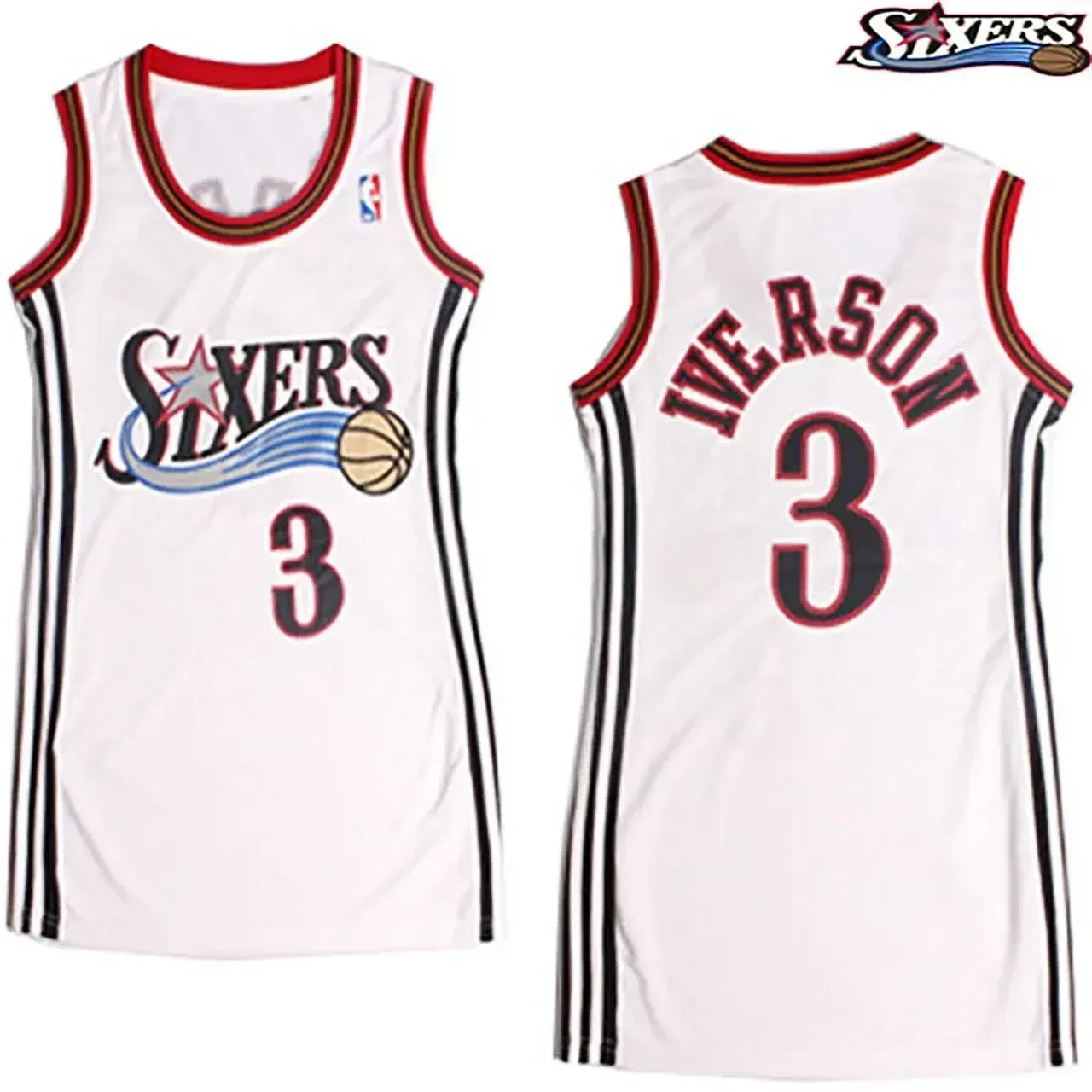 Women's Allen Iverson Philadelphia 76ers 3 White Basketball Jersey - JS768 