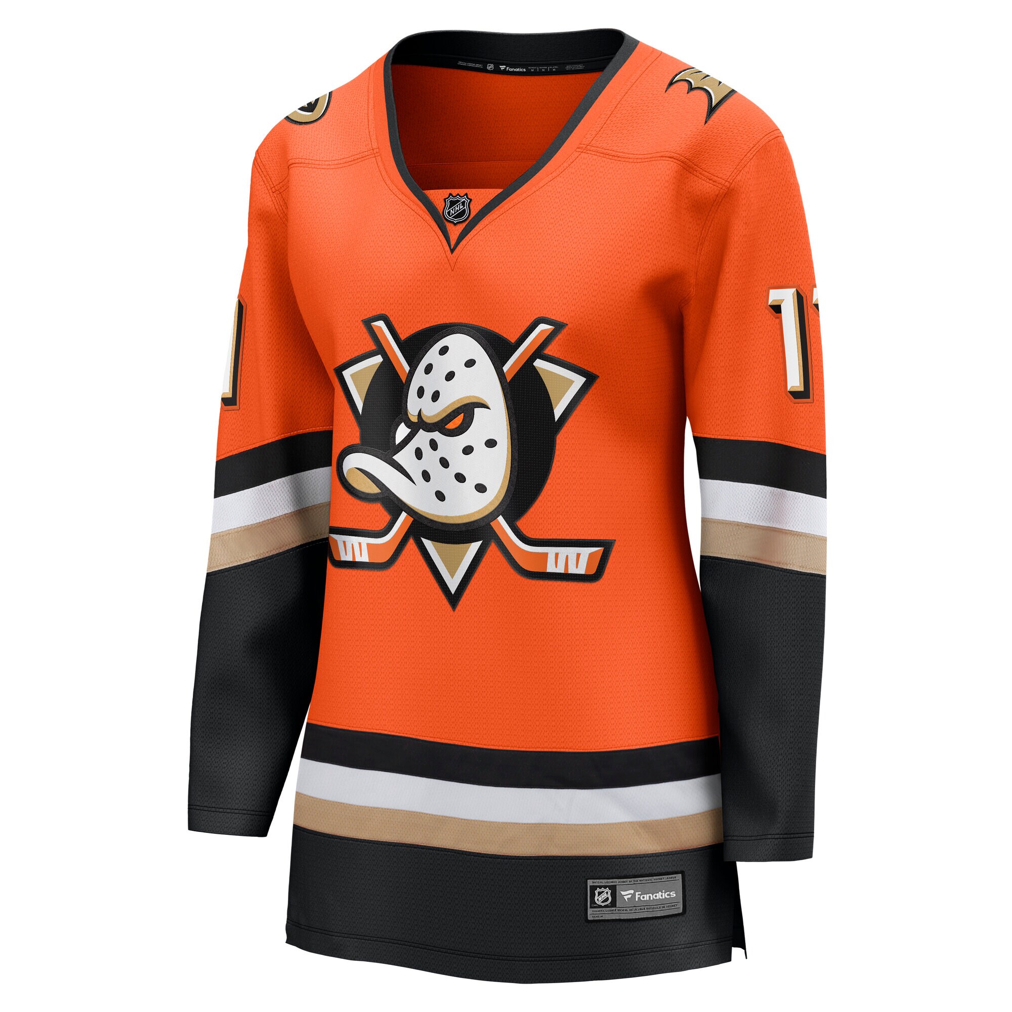 Alternative view of Women's Anaheim Ducks Trevor Zegras Orange Home Premier Breakaway Player Hockey Jersey - JS125 