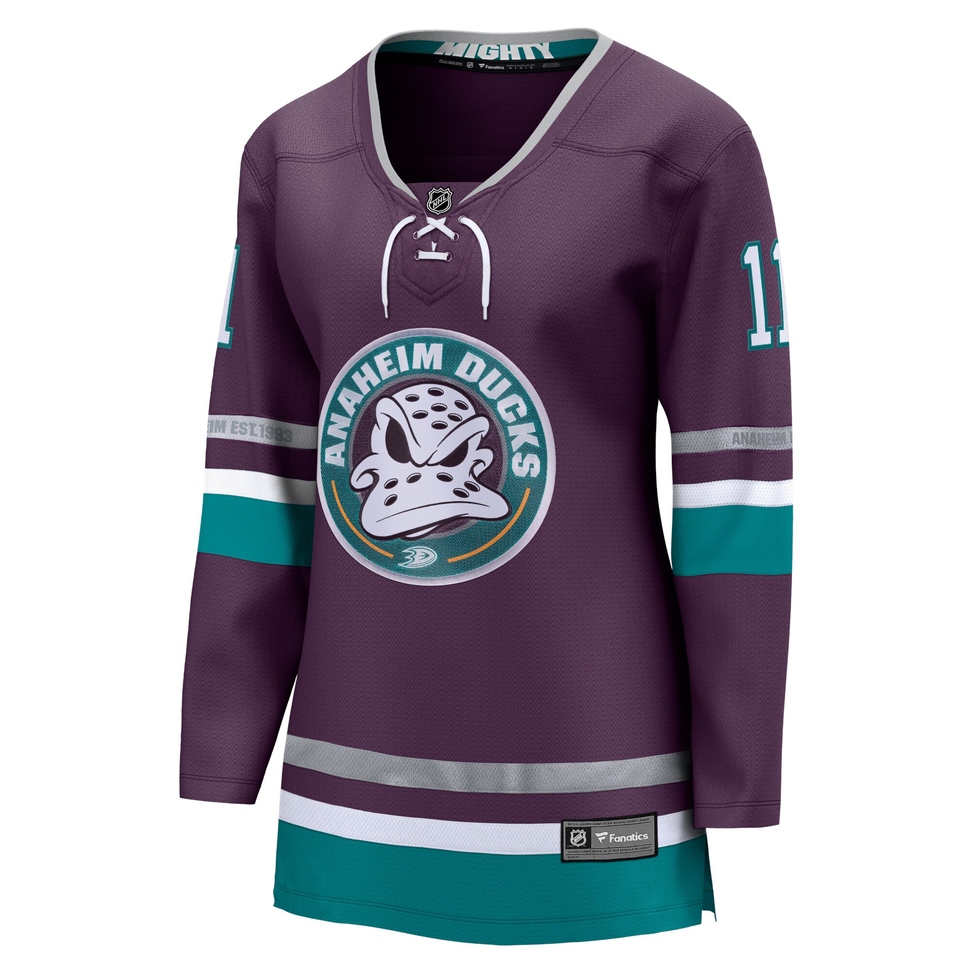 Alternative view of Women's Anaheim Ducks Trevor Zegras Purple Alternate Premier Breakaway Player Hockey Jersey - JS356 