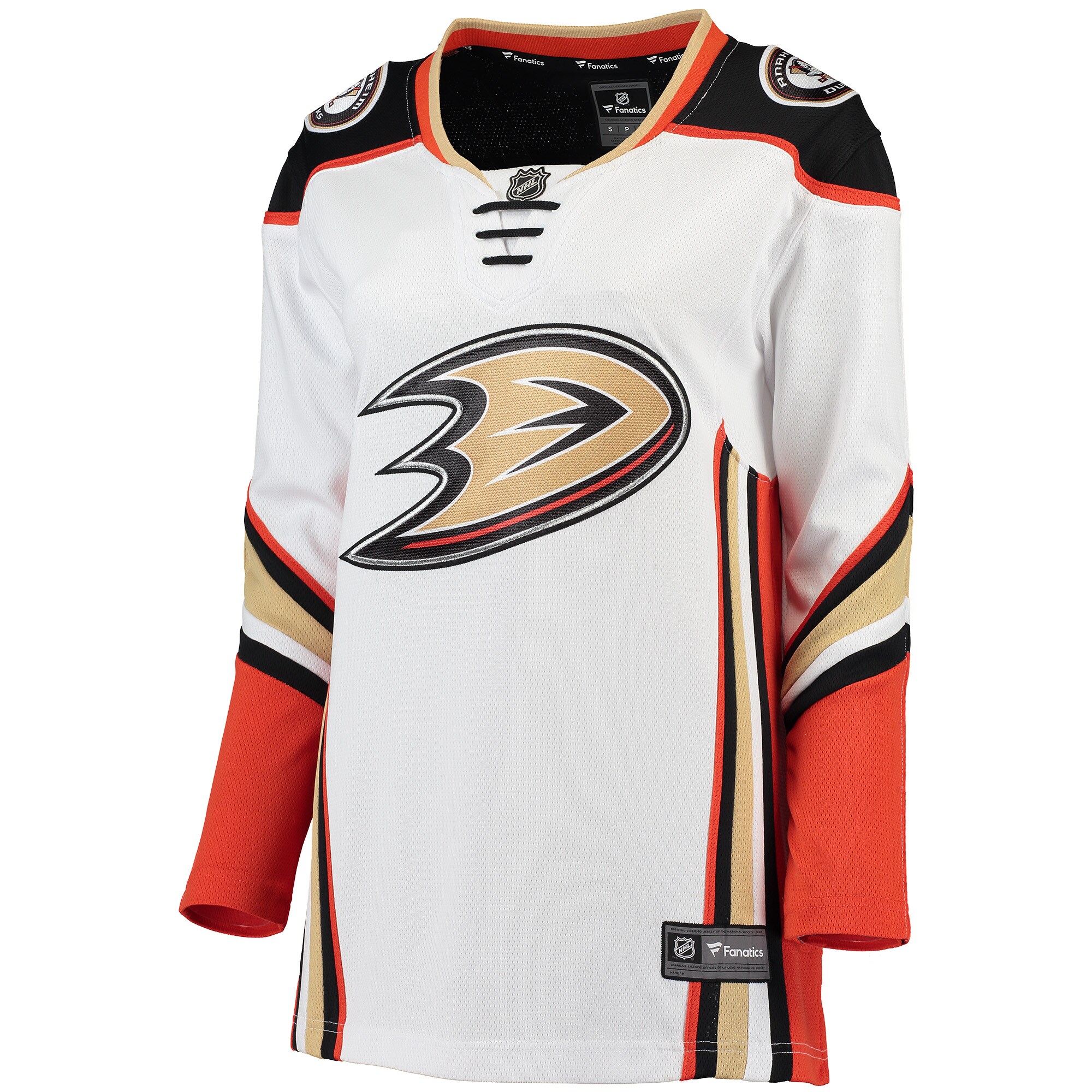 Alternative view of Women's Anaheim Ducks White Away Breakaway Hockey Jersey - JS885 