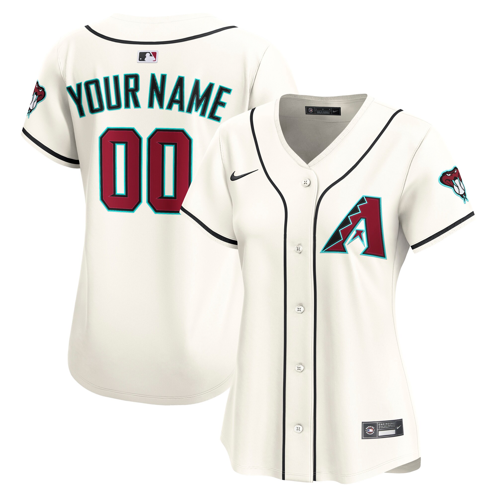 Women's Arizona Diamondbacks Cream Home Limited Custom Jersey