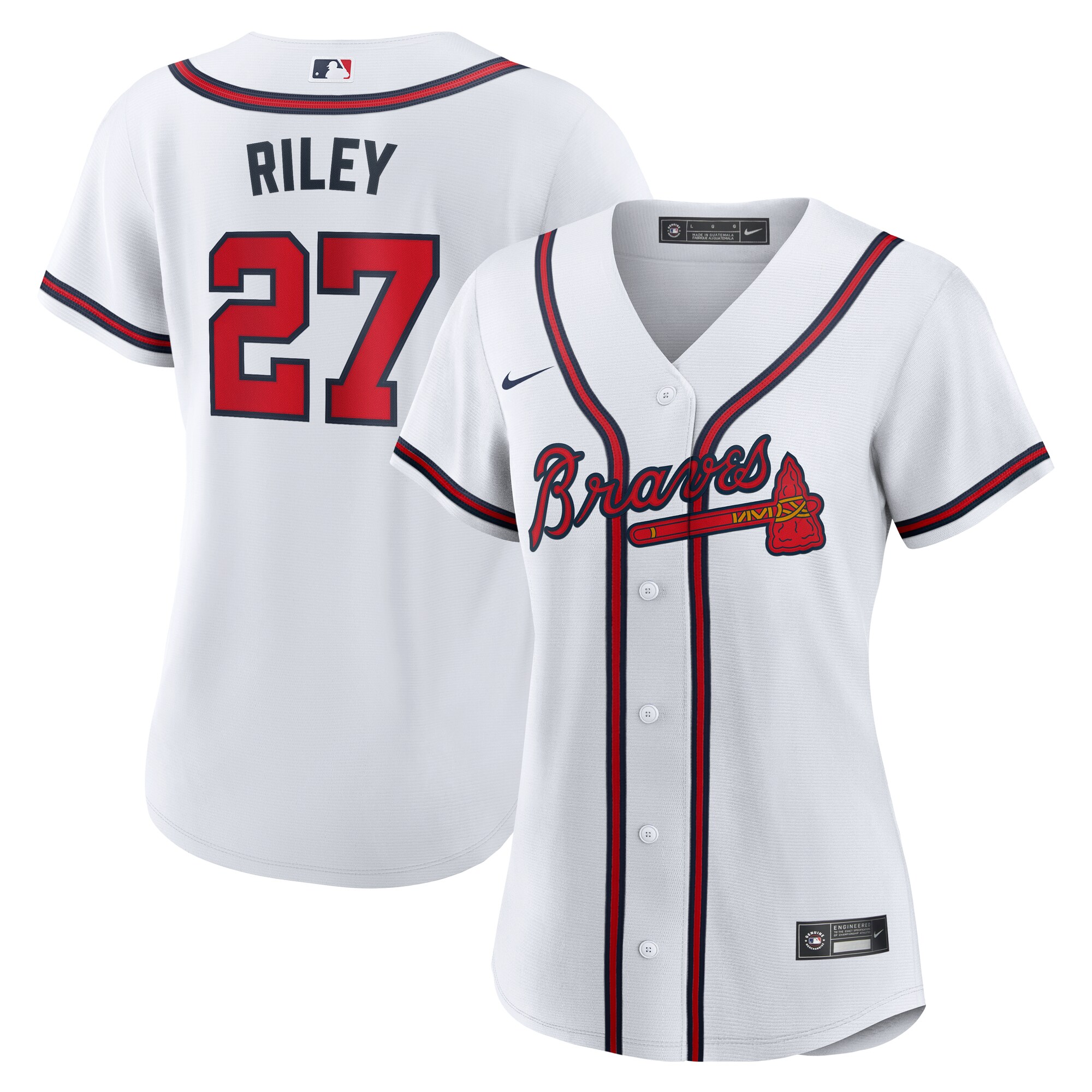 Women's Atlanta Braves Austin Riley White Home Baseball Jersey - JS644