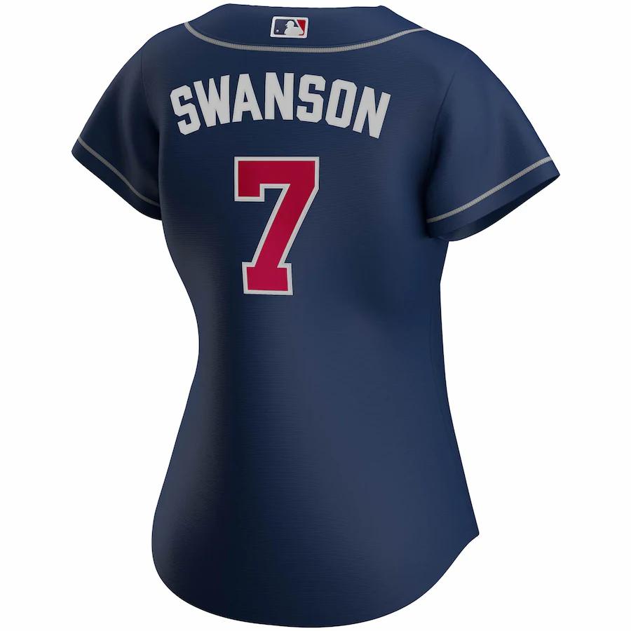 Alternative view of Women's Atlanta Braves Dansby Swanson Navy Alternate 2020 Replica Player Baseball Jersey