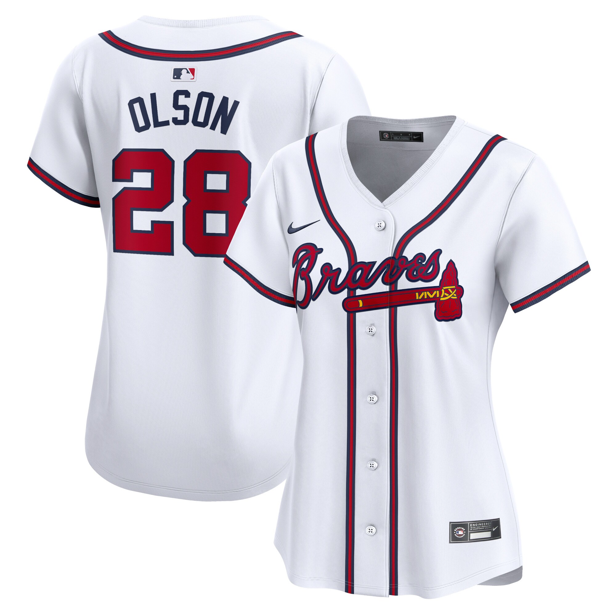 Women's Atlanta Braves Matt Olson White Home Limited Player Baseball Jersey - JS642