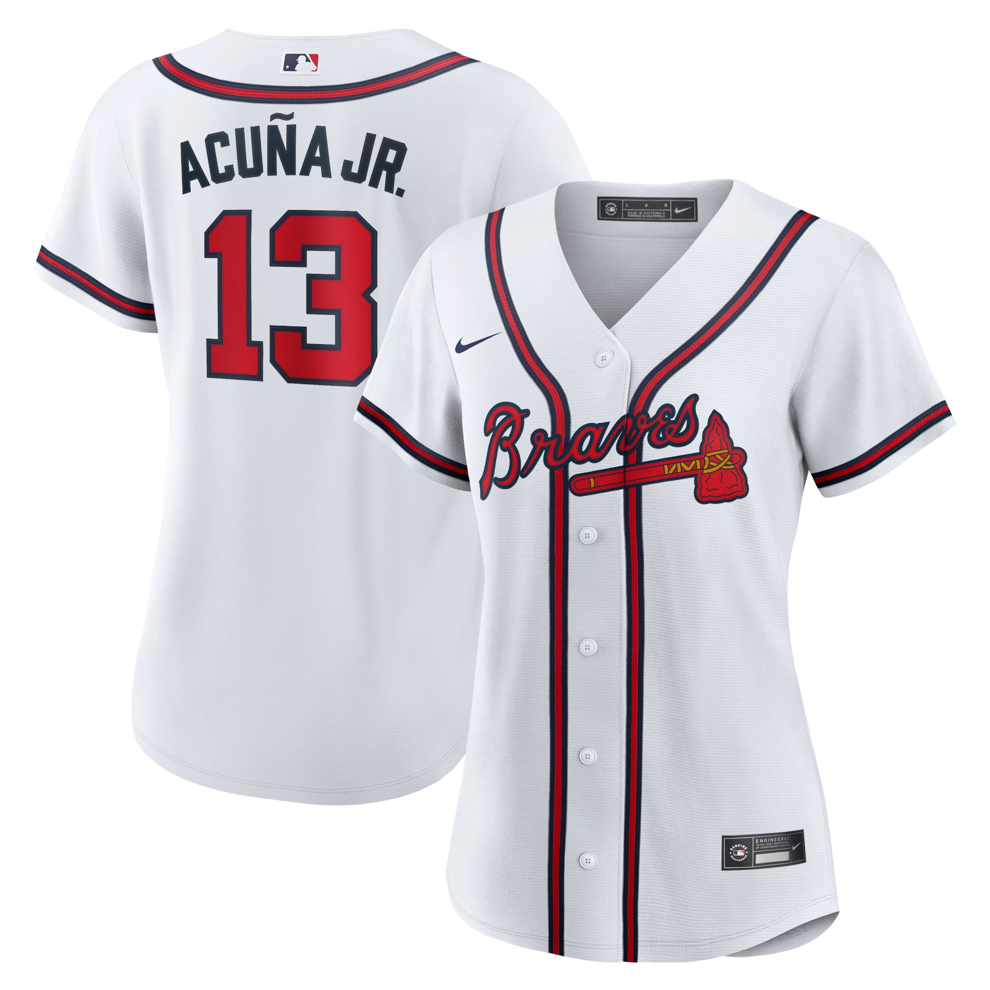 Women's Atlanta Braves Ronald Acuna Jr. White Home Player Baseball Jersey - JS206
