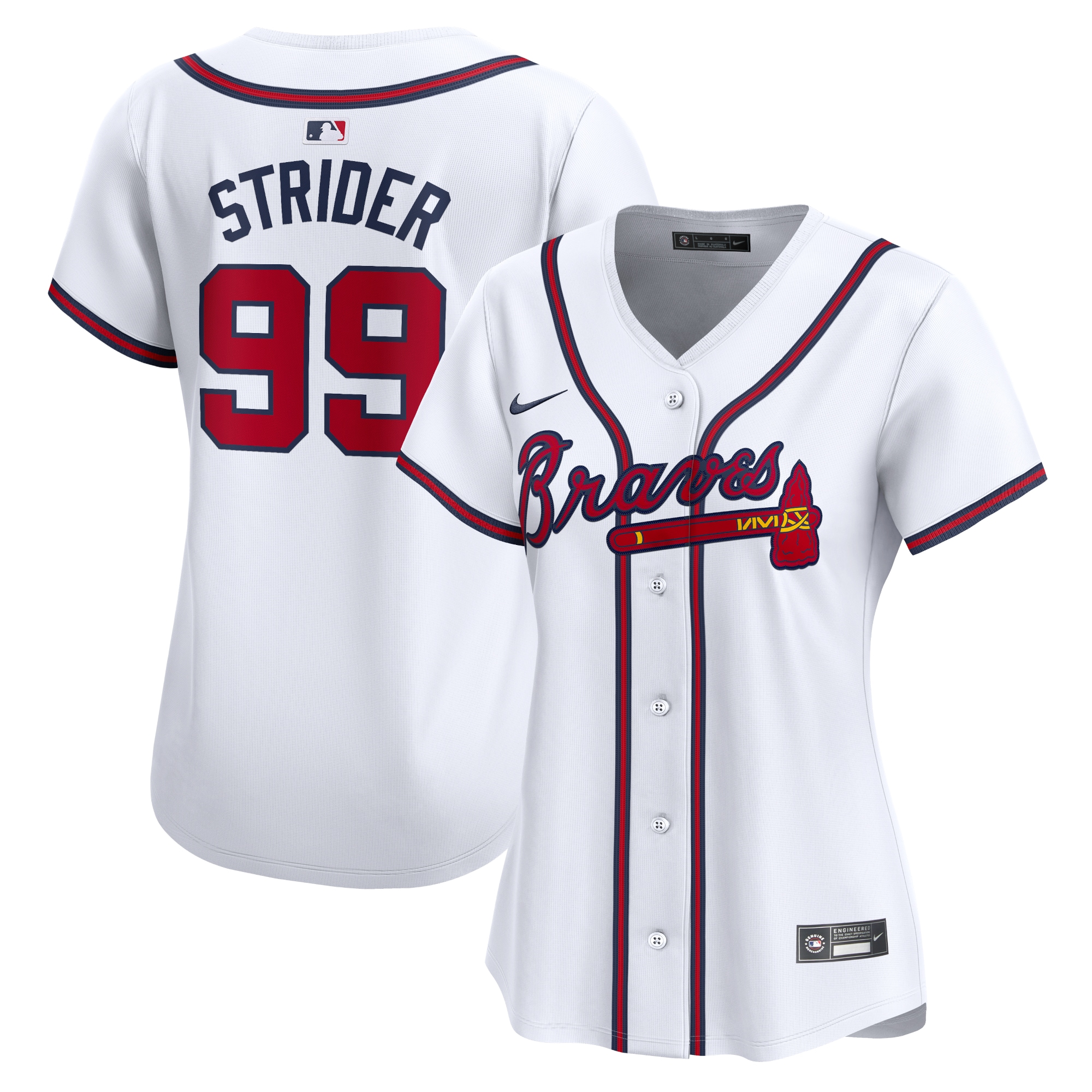 Women's Atlanta Braves Spencer Strider White Home Limited Player Baseball Jersey - JS564